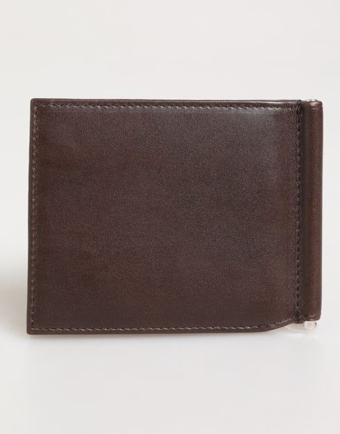 Dolce & Gabbana Brown Leather DG Logo Engrave Bifold Card Holder Wallet